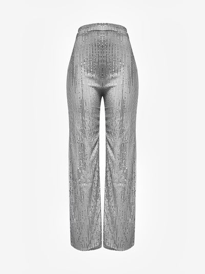 Sequin Glitter Party High Waist Wide Leg Pants