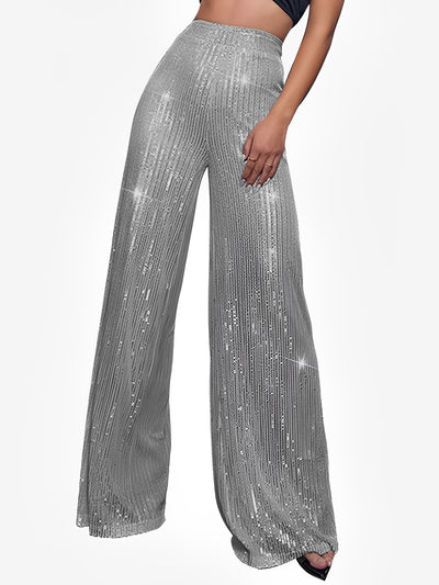 Sequin Glitter Party High Waist Wide Leg Pants