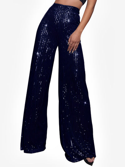 Sequin Glitter Party High Waist Wide Leg Pants