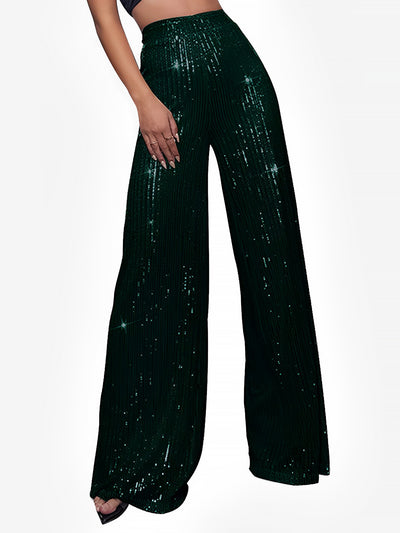 Sequin Glitter Party High Waist Wide Leg Pants