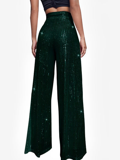 Sequin Glitter Party High Waist Wide Leg Pants