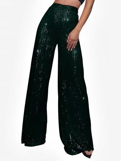 Sequin Glitter Party High Waist Wide Leg Pants