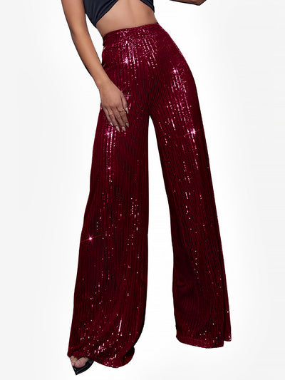 Sequin Glitter Party High Waist Wide Leg Pants