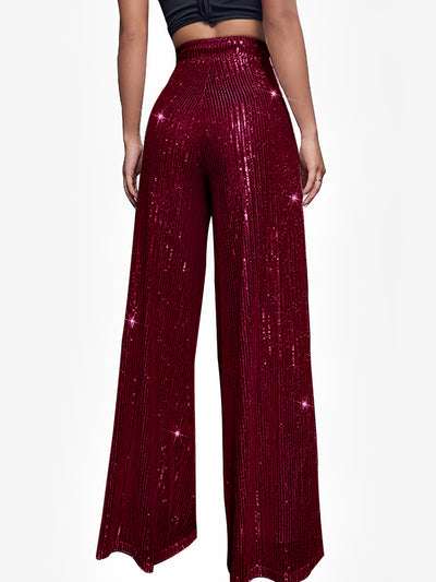 Sequin Glitter Party High Waist Wide Leg Pants