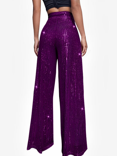 Sequin Glitter Party High Waist Wide Leg Pants