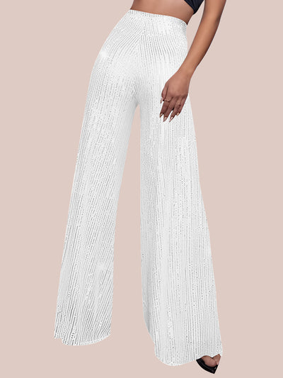 Sequin Glitter Party High Waist Wide Leg Pants