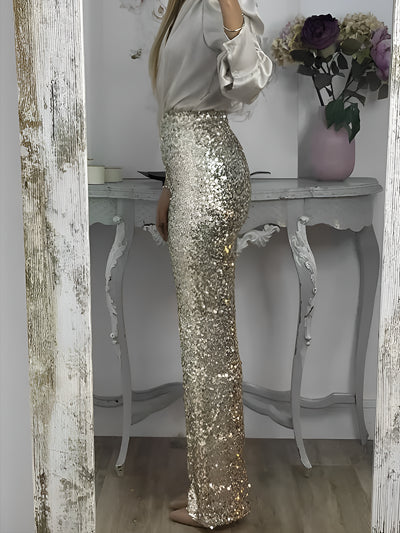 High Waist Party Glitter Sequined Straight Leg Pants