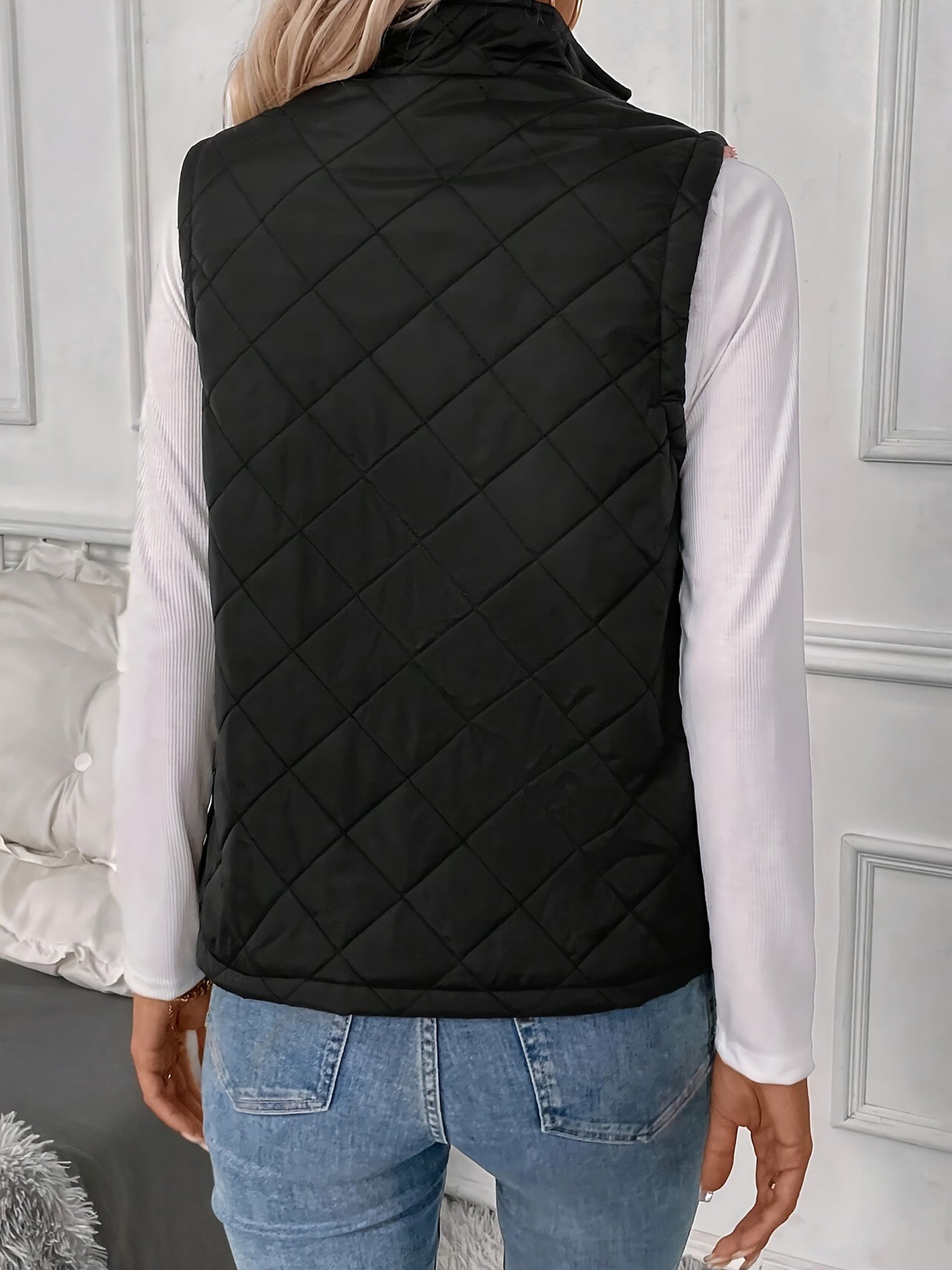 Allegra K Polar Fleece Thermal Sleeveless Quilted Vest