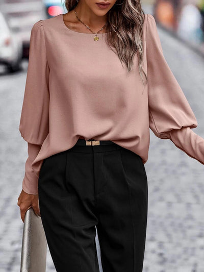 Solid Color Long Sleeves Button Decor Blouse