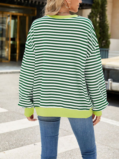 Colorblock Striped Round Neck Long Sleeves Sweatshirt