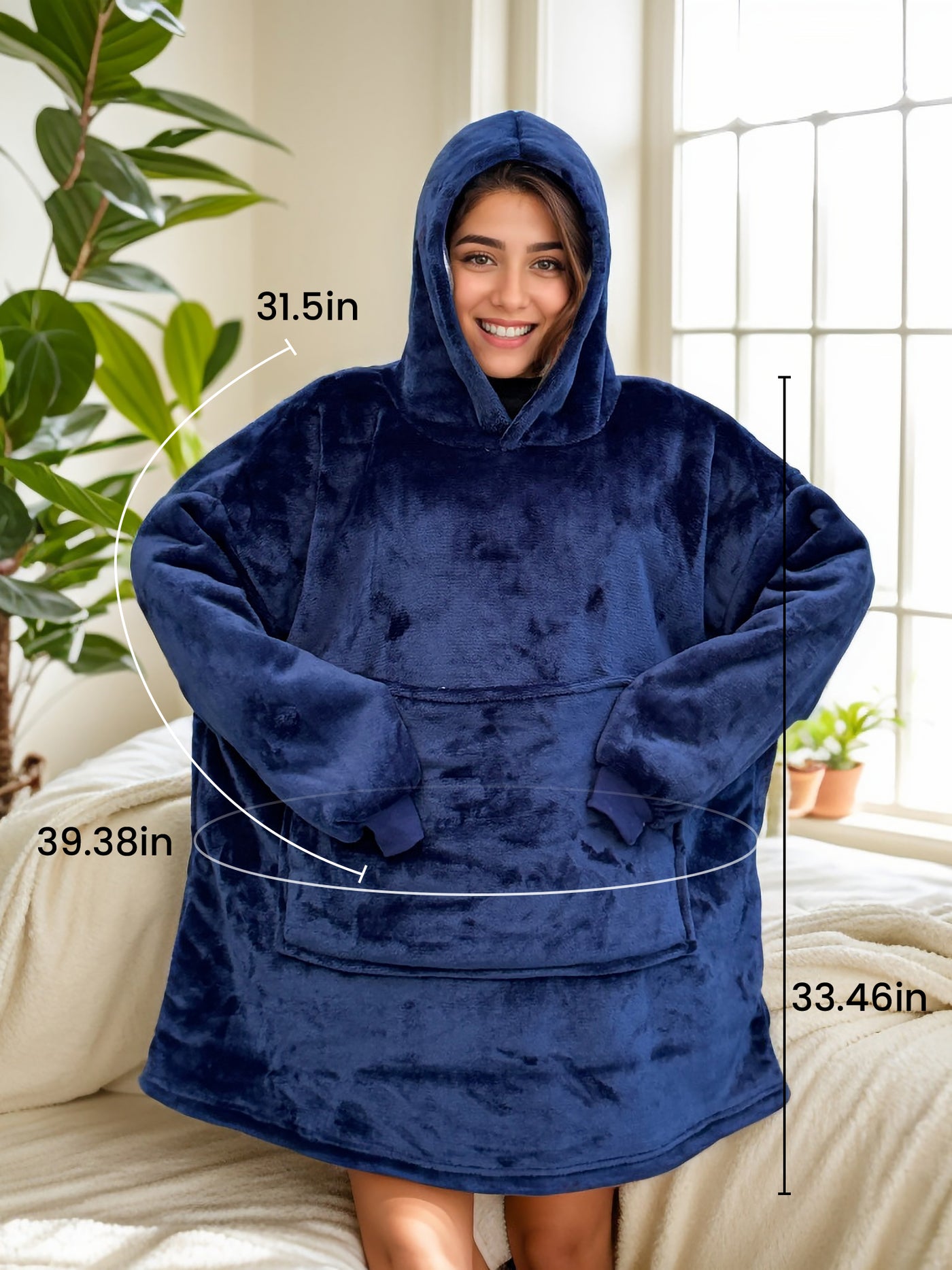 Allegra K Home Wear Thick Loose Wearable Flannel Blanket