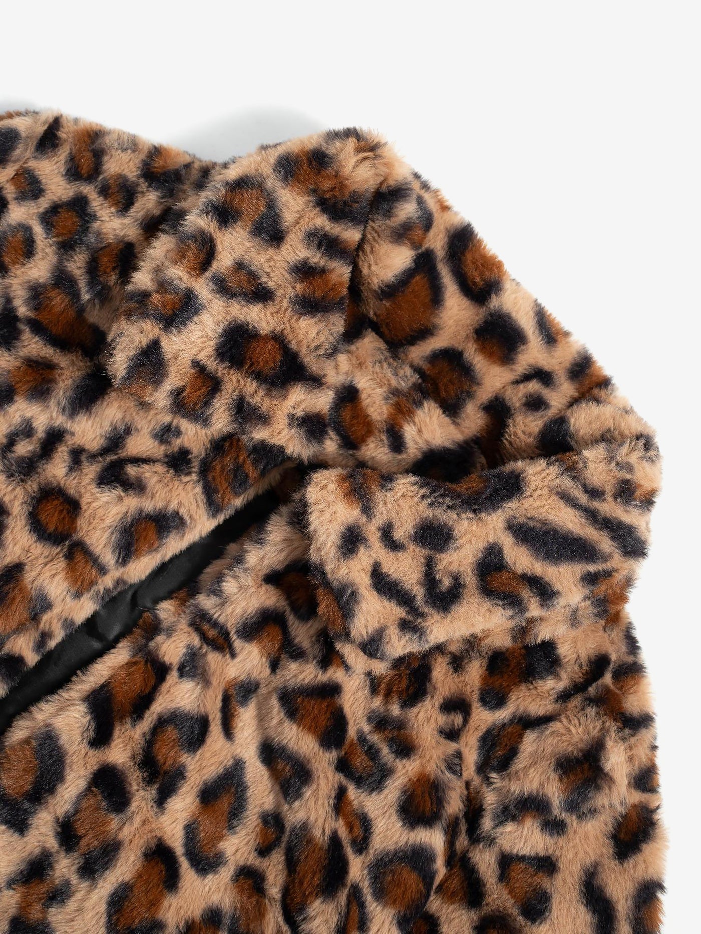 Allegra K Lapel Faux Fur Leopard Print Plush Long Coat