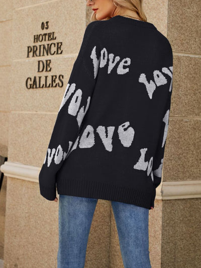 Love Letter Long Sleeves Round Neck Knitted Sweater