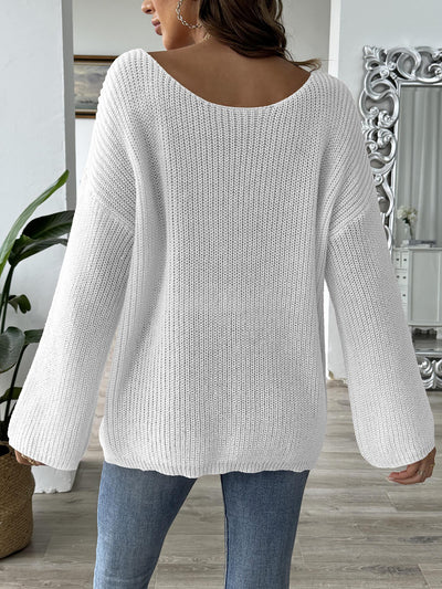 Heart Graphic Long Sleeves Pullover Knitted Sweater