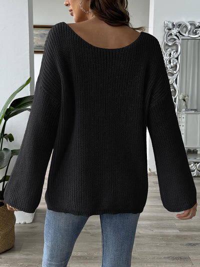 Heart Graphic Long Sleeves Pullover Knitted Sweater