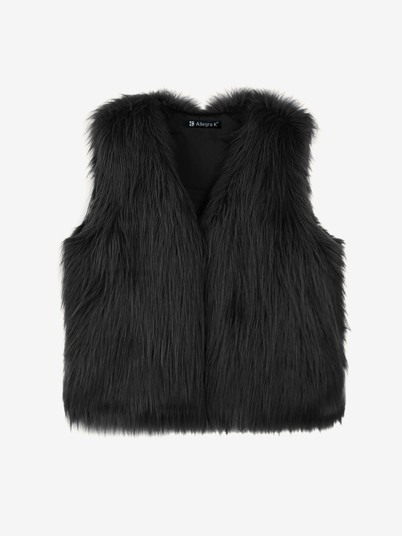 Allegra K Faux Fur Sleeveless Open Front Cropped Vest