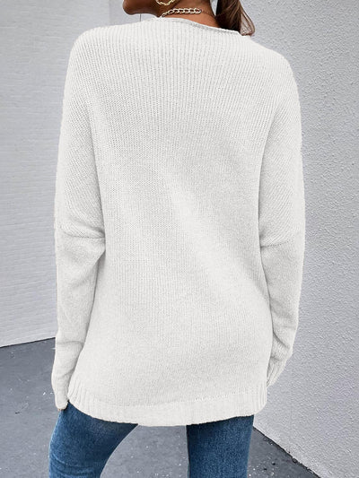 Cross V Neck Solid Color Long Sleeves Casual Sweater