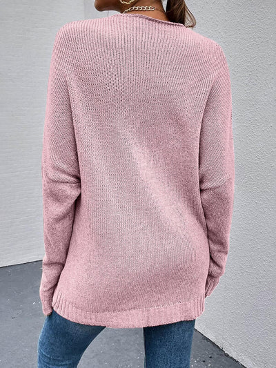 Cross V Neck Solid Color Long Sleeves Casual Sweater