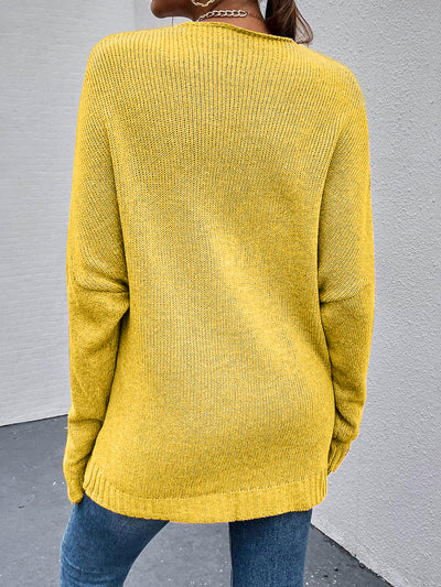 Cross V Neck Solid Color Long Sleeves Casual Sweater