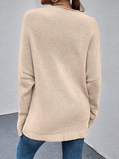 Cross V Neck Solid Color Long Sleeves Casual Sweater