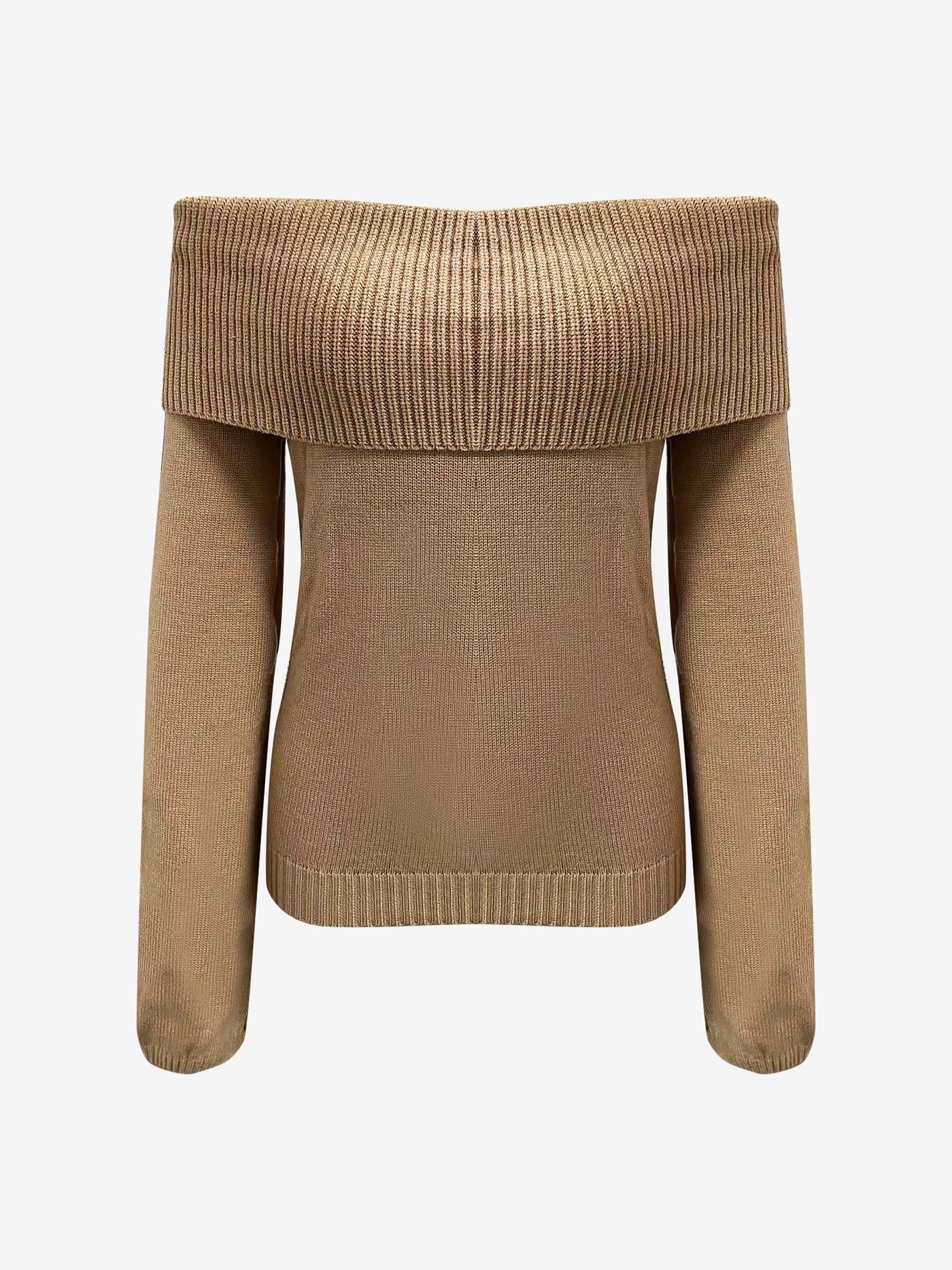 Allegra K Solid Color Off Shoulder Long Sleeves Knitted Sweater