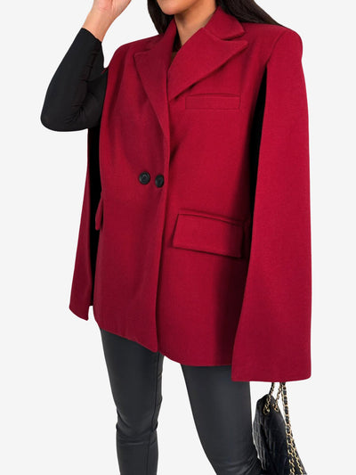 Solid Color Loose Fitting Notched Lapel Cape Coat