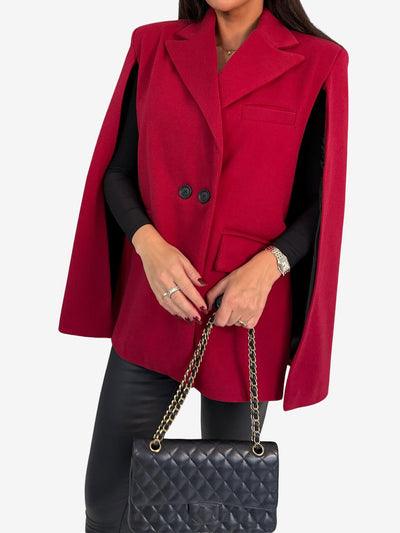 Solid Color Loose Fitting Notched Lapel Cape Coat