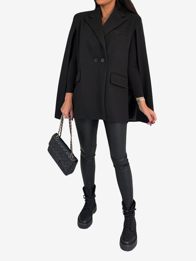 Solid Color Loose Fitting Notched Lapel Cape Coat