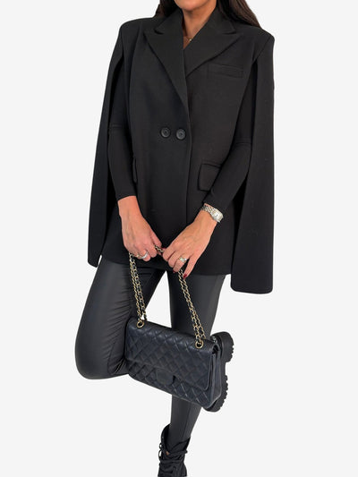 Solid Color Loose Fitting Notched Lapel Cape Coat