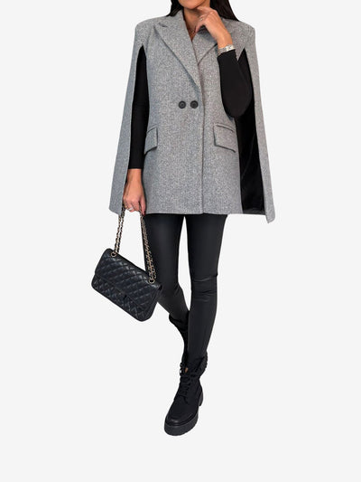 Solid Color Loose Fitting Notched Lapel Cape Coat