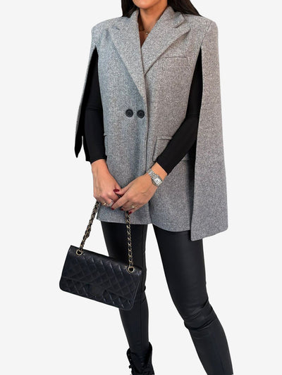 Solid Color Loose Fitting Notched Lapel Cape Coat