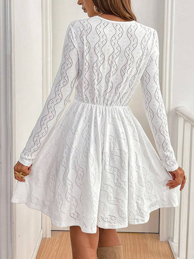 Solid Color Lace Eyelet Mini Dress Sundress