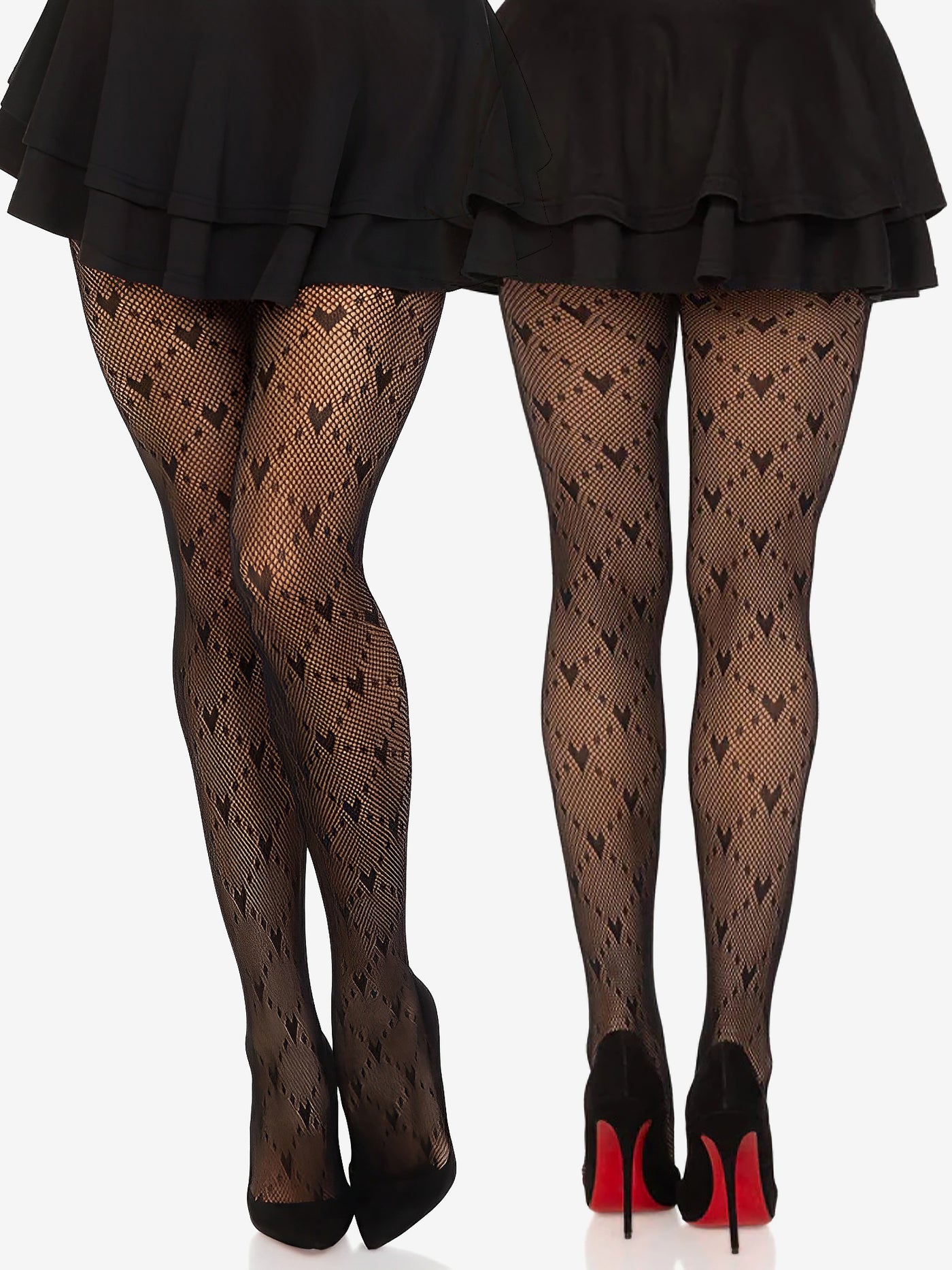 Allegra K 2 Pairs Heart Pattern Stockings Pantyhose