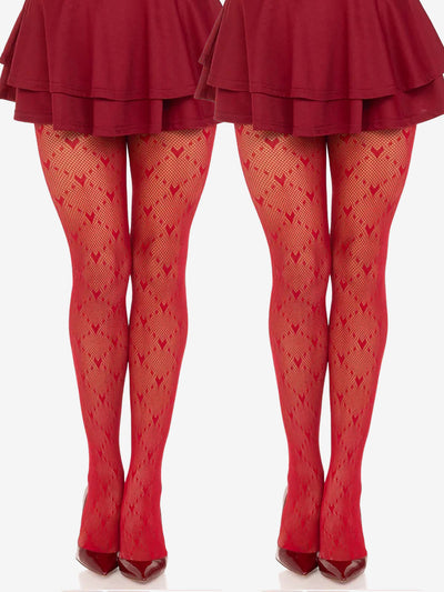 2 Pairs Heart Pattern Stockings Pantyhose