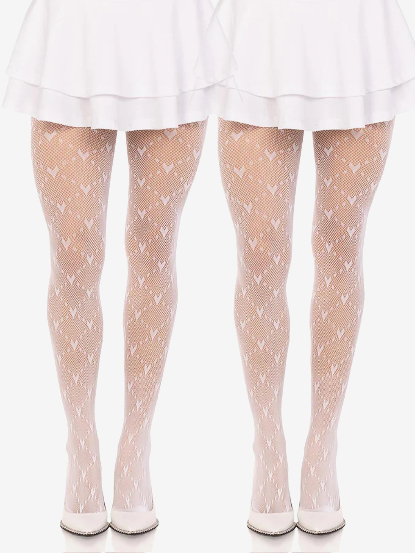 Allegra K 2 Pairs Heart Pattern Stockings Pantyhose