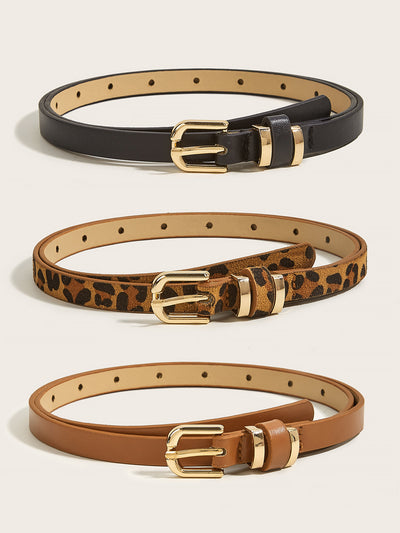 3 Packs Versatile Pin Buckle Faux Leather Belt