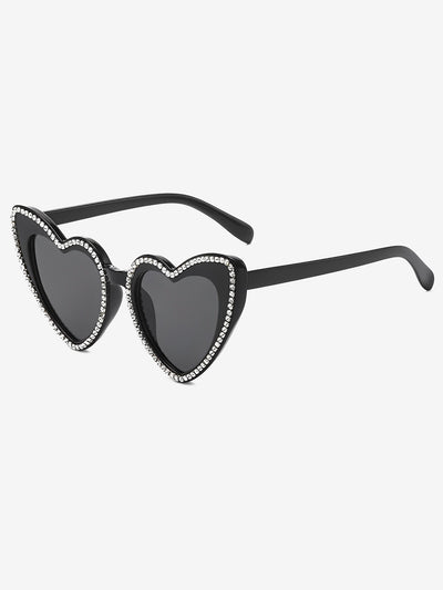 Vintage Heart Shape Frame Rhinestone Sunglasses