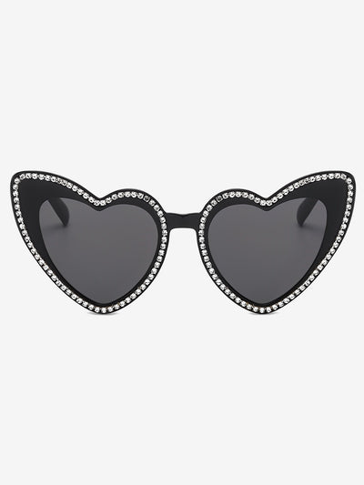 Vintage Heart Shape Frame Rhinestone Sunglasses