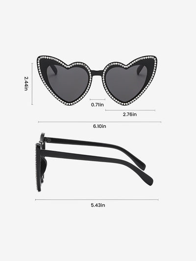 Vintage Heart Shape Frame Rhinestone Sunglasses