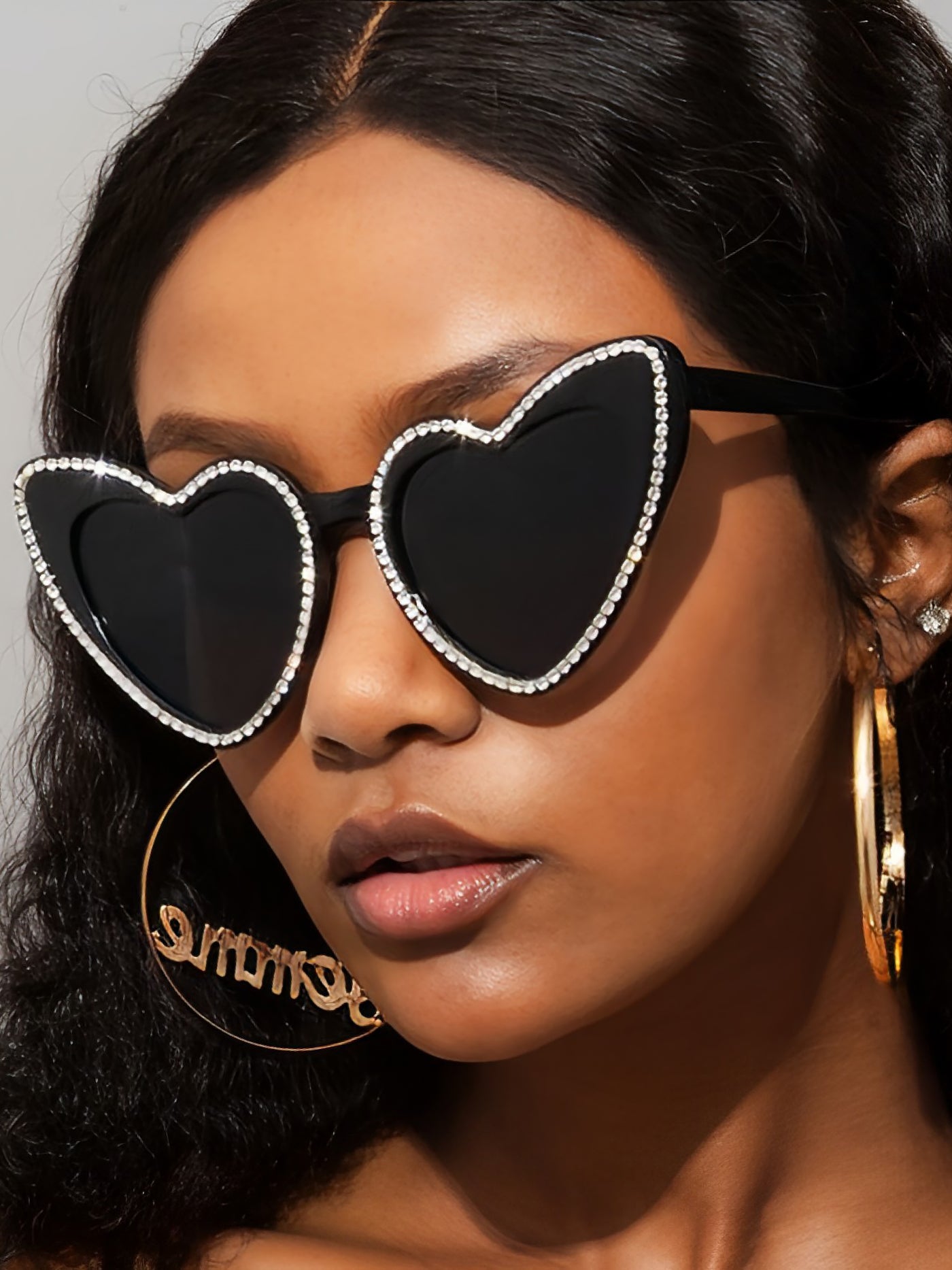 Allegra K Vintage Heart Shape Frame Rhinestone Sunglasses