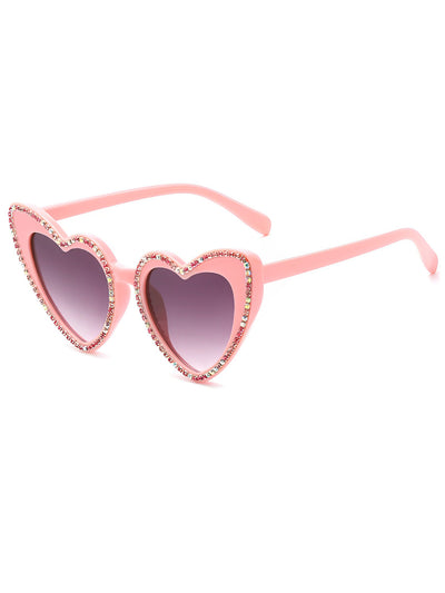 Vintage Heart Shape Frame Rhinestone Sunglasses