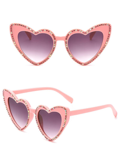 Vintage Heart Shape Frame Rhinestone Sunglasses