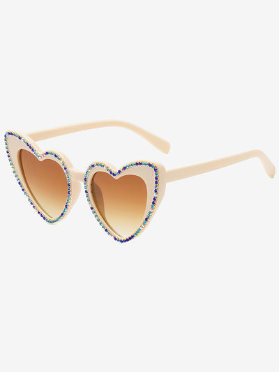 Vintage Heart Shape Frame Rhinestone Sunglasses