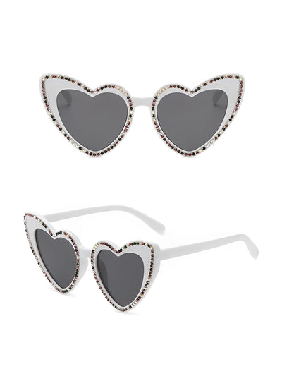 Vintage Heart Shape Frame Rhinestone Sunglasses