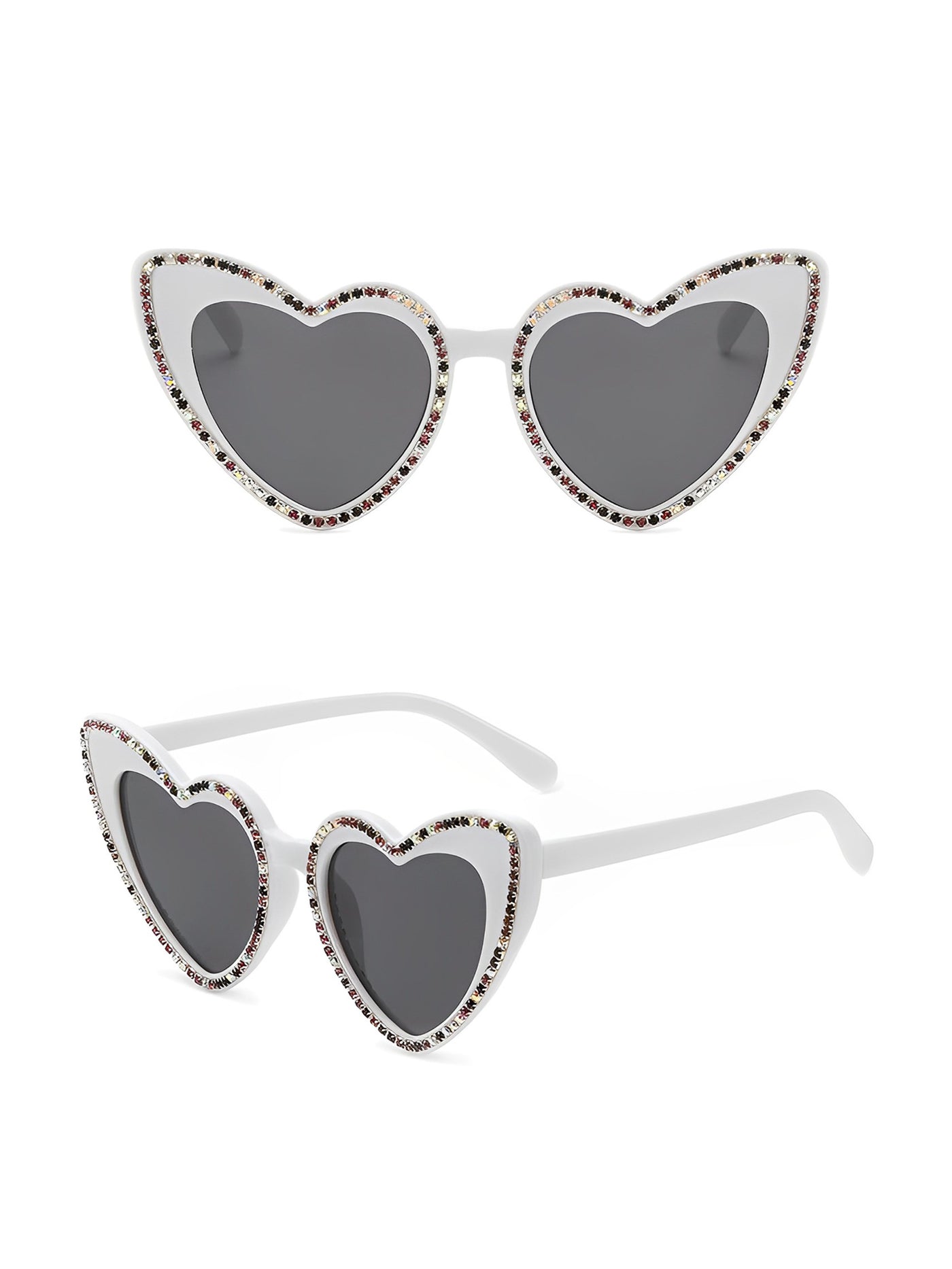 Allegra K Vintage Heart Shape Frame Rhinestone Sunglasses