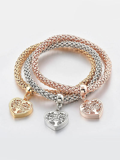 3 Packs Corn Chain Alloy Pendant Bracelet Set