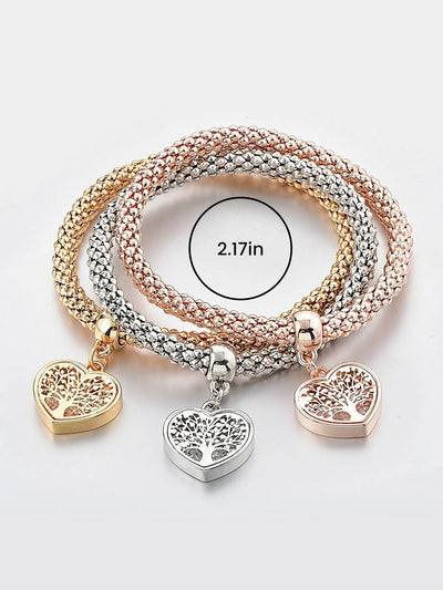 3 Packs Corn Chain Alloy Pendant Bracelet Set