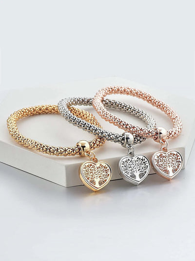 3 Packs Corn Chain Alloy Pendant Bracelet Set