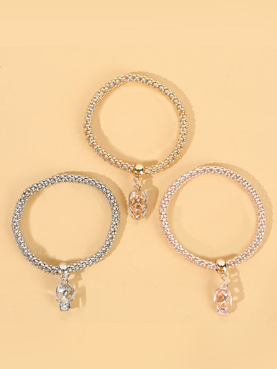 3 Packs Corn Chain Alloy Pendant Bracelet Set