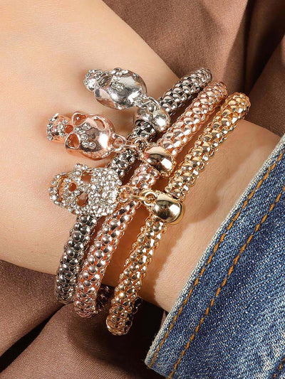 3 Packs Corn Chain Alloy Pendant Bracelet Set